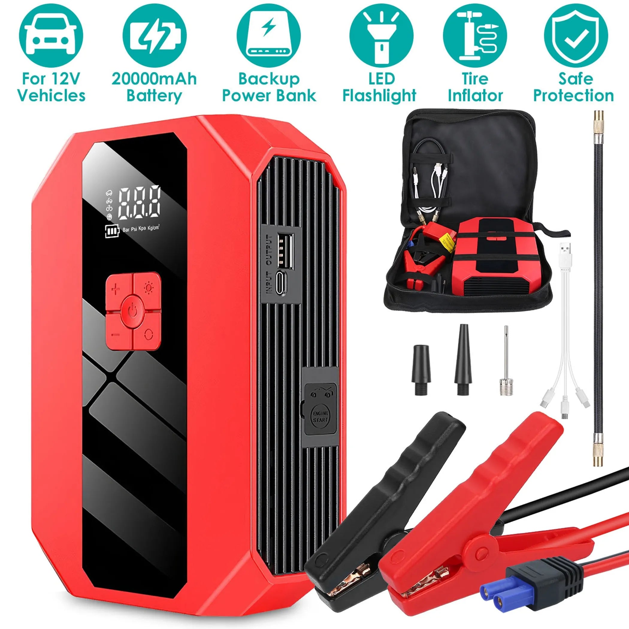 Portable Car Jump Starter Inflator