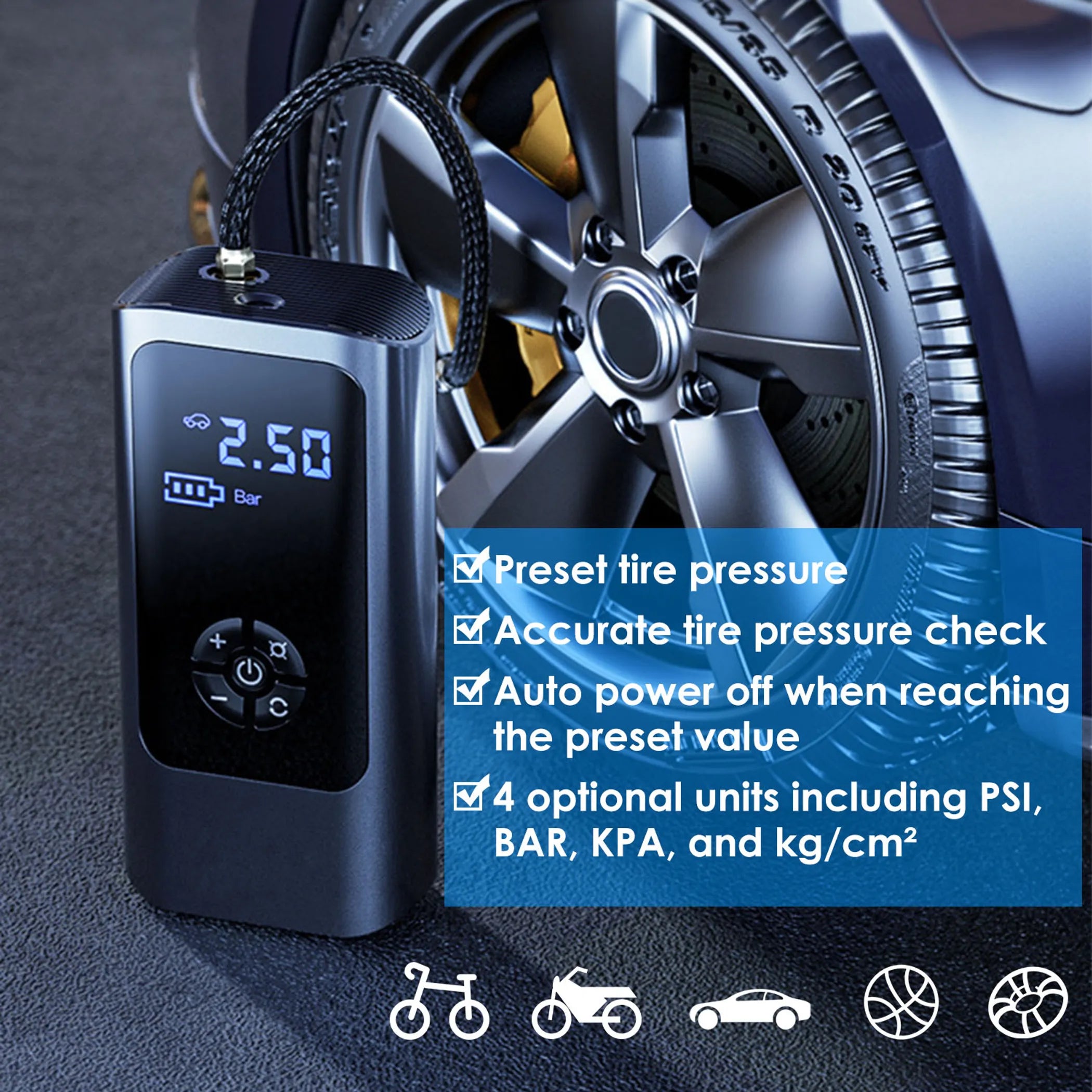 Portable Car Tire Inflator Pump