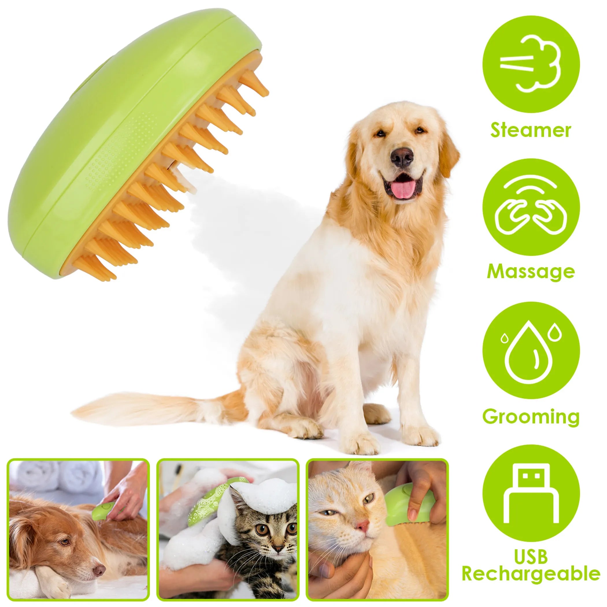 3-in-1 Cat Steam Grooming Brush